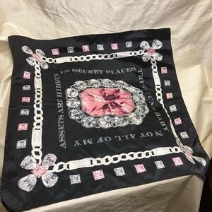 My Flat in London Black/Pink Trust Fund Scarf with Jeweled Slide